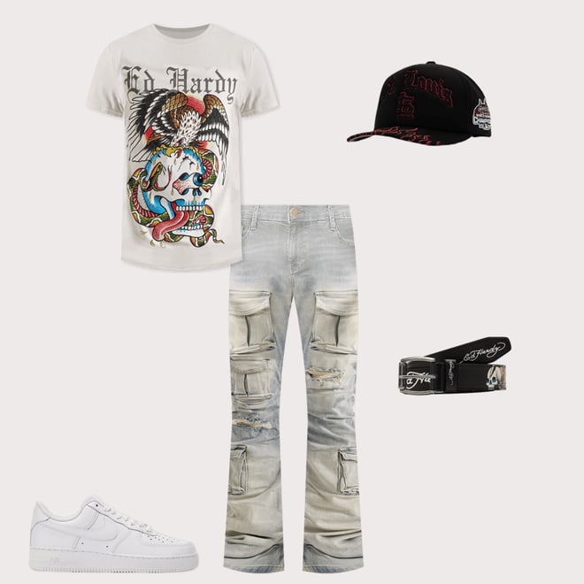 Ed Hardy Battle Skull Rhinestone Tee