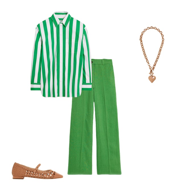 3rd bundle featuring 3 items which compliment Sadie Relaxed Cotton Shirt-Rich Emerald Wide Stripe