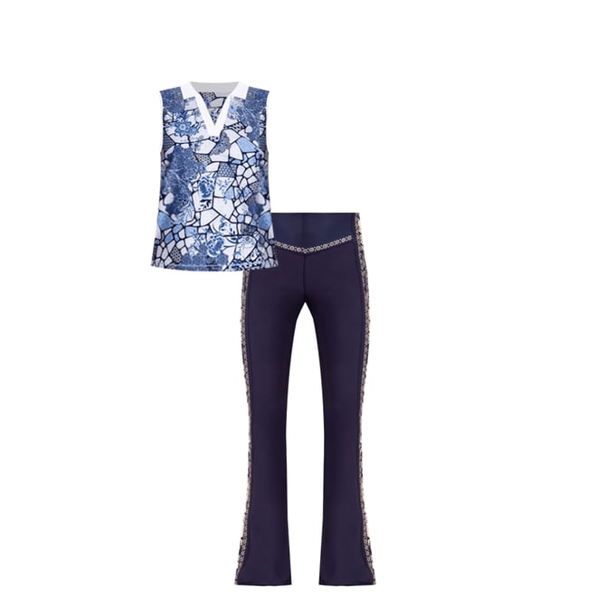 Buy MAGNOLIA V-NECK TOP WITH MANDARIN COLLAR | Johnny Was