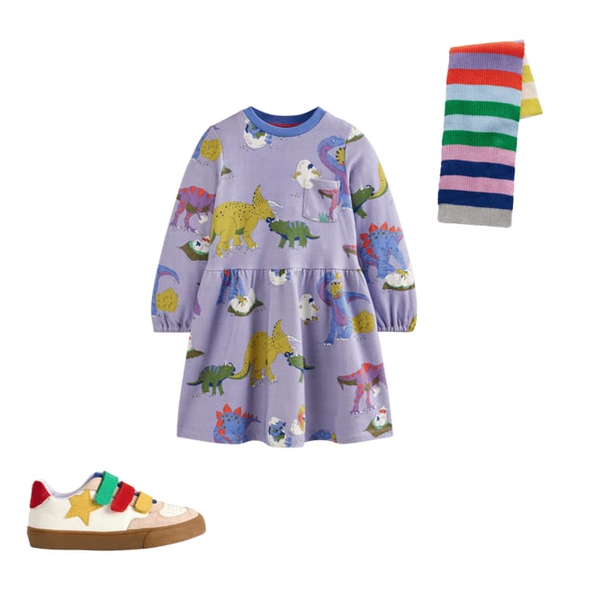 Mini Boden Dinosaur Jersey Dress store 3/4y