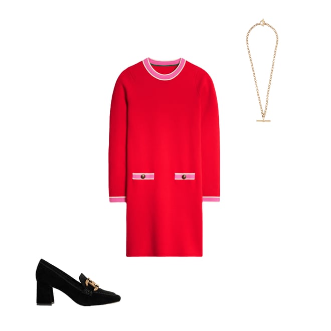 Holly Knitted Shift Dress-Poppy Red | Boden USA