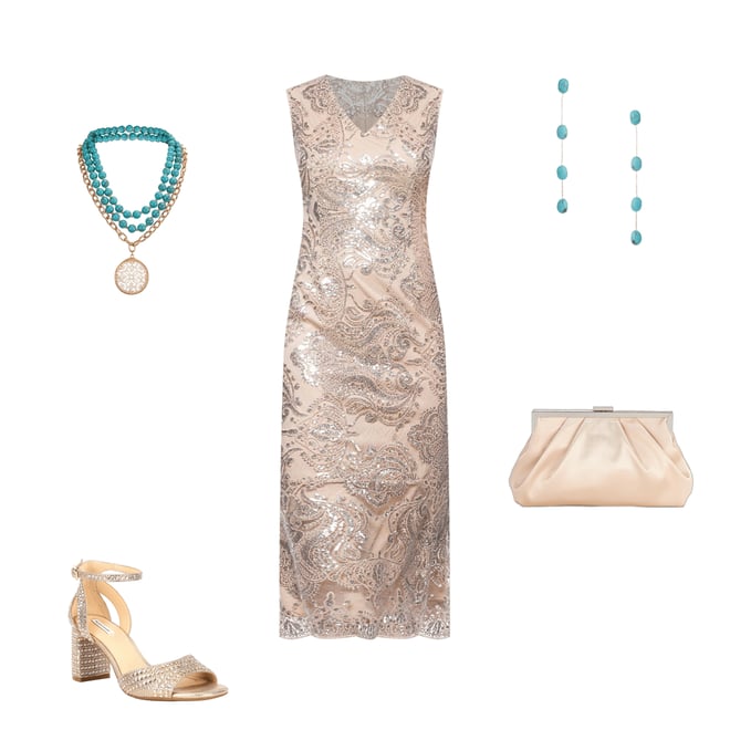 MaRiNa　E⑥ Marina Sleeveless V-Neck Sequin Lace Midi Dress | Dillard's