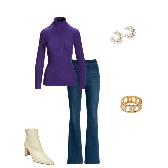 Purple turtleneck outfit hotsell