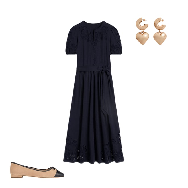 4th bundle featuring 2 items which compliment Cutwork Detail Midi Dress-Navy