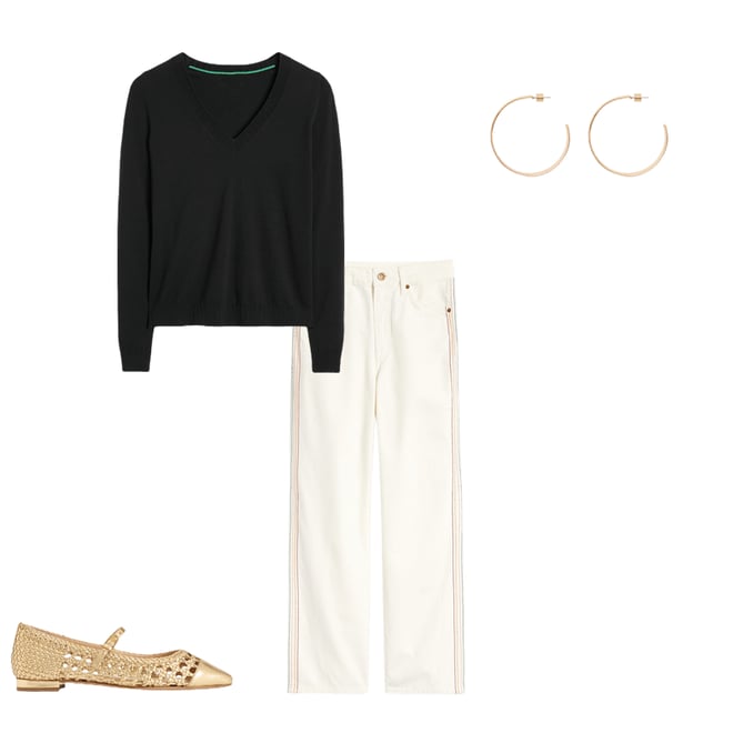 3rd bundle featuring 3 items which compliment Emilia Cotton V-Neck Jumper-Black