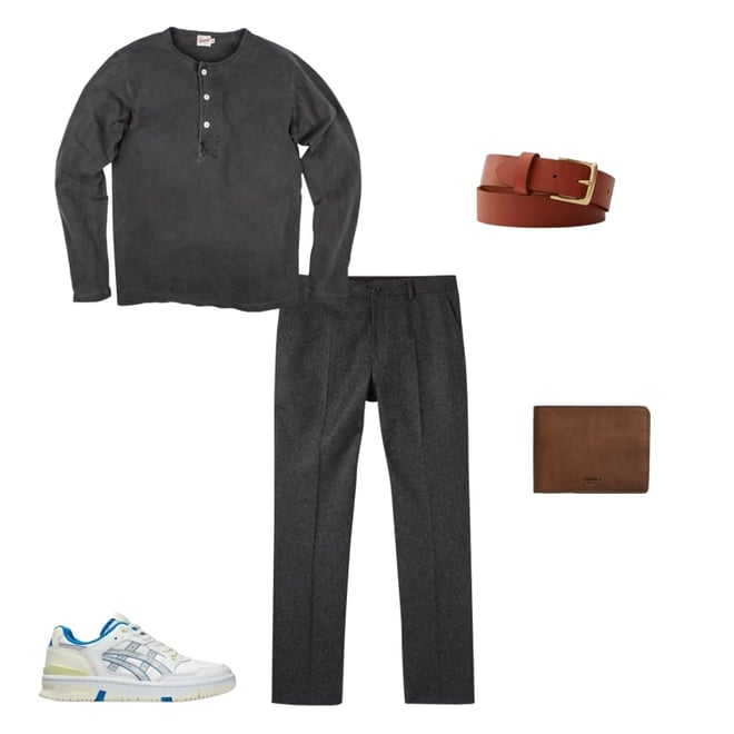 Wills Stretch Wool Trouser - Heather Black | Dress Pants