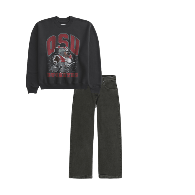 Boxy Mickey Mouse Ohio State Buckeyes Graphic Crew Sweatshirt