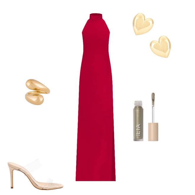 1st bundle featuring 4 items which compliment Halter Turtleneck Side Slit Gown