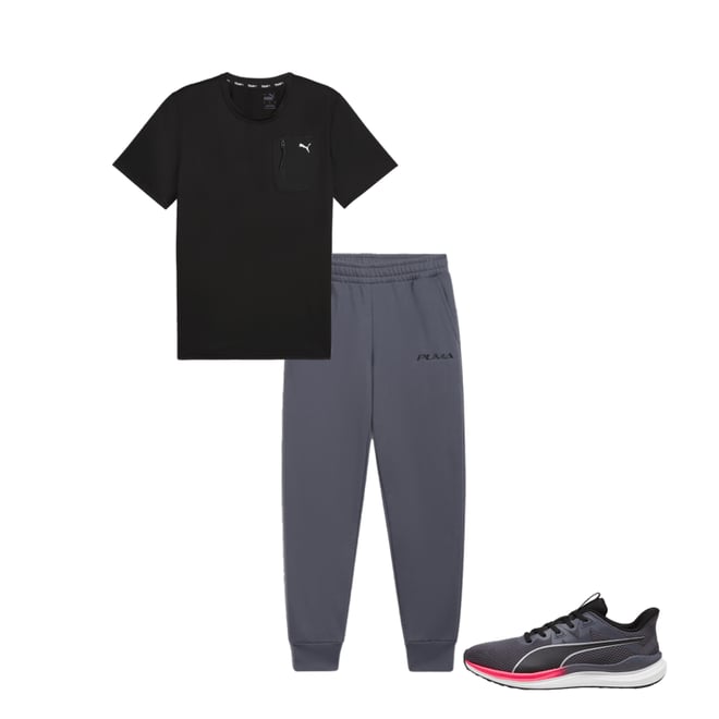 Puma black polyester lycra joggers best sale