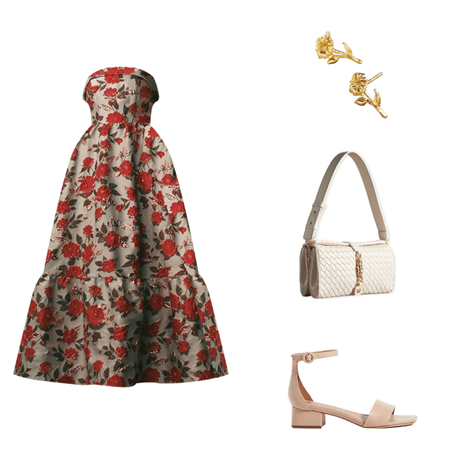 【Mac Duggal】フローラルブロケードストラップレスAライン Mac Duggal Strapless Brocade Floral Ruffle-Hem A-Line Maxi