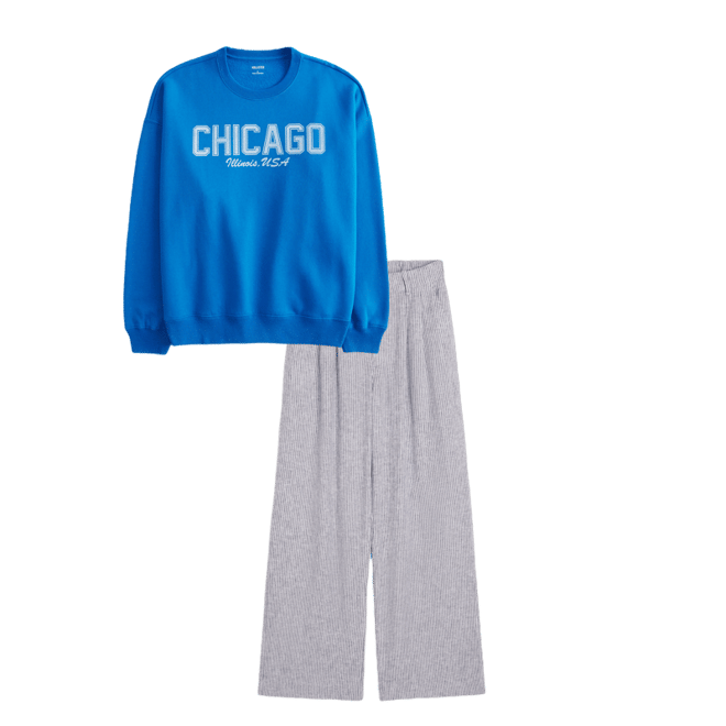 Oversized Chicago Graphic Crew Sweatshirt