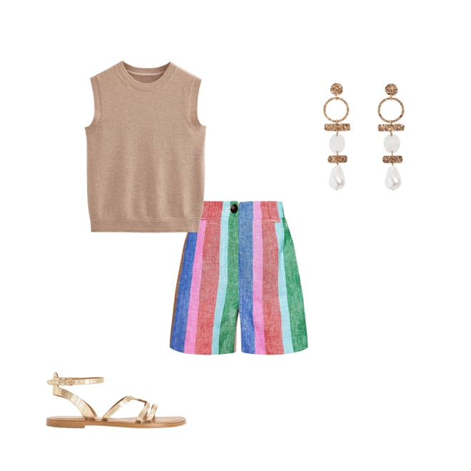 3rd bundle featuring 3 items which compliment Westbourne Linen Shorts-Bright Rainbow Stripe