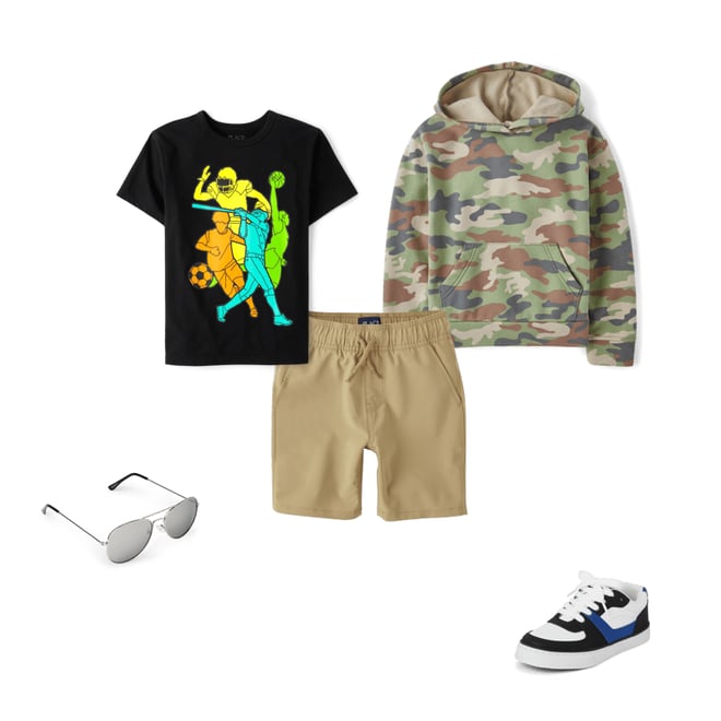 3rd bundle featuring 4 items which compliment Boys Sports Graphic Tee