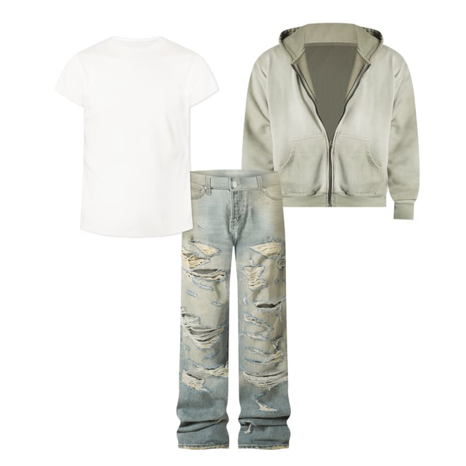 Faded Basic Zip Hoodie - Washed Olive | mnml | shop now