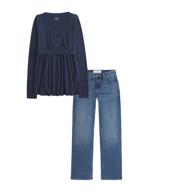 Easy Long-Sleeve Wrap-Front Babydoll Top