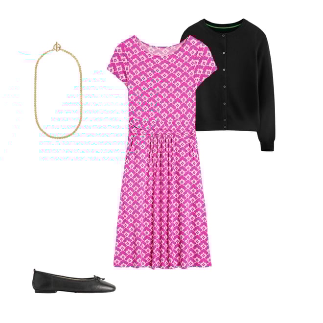 6th bundle featuring 3 items which compliment Eva Cashmere Crew Cardigan-Black