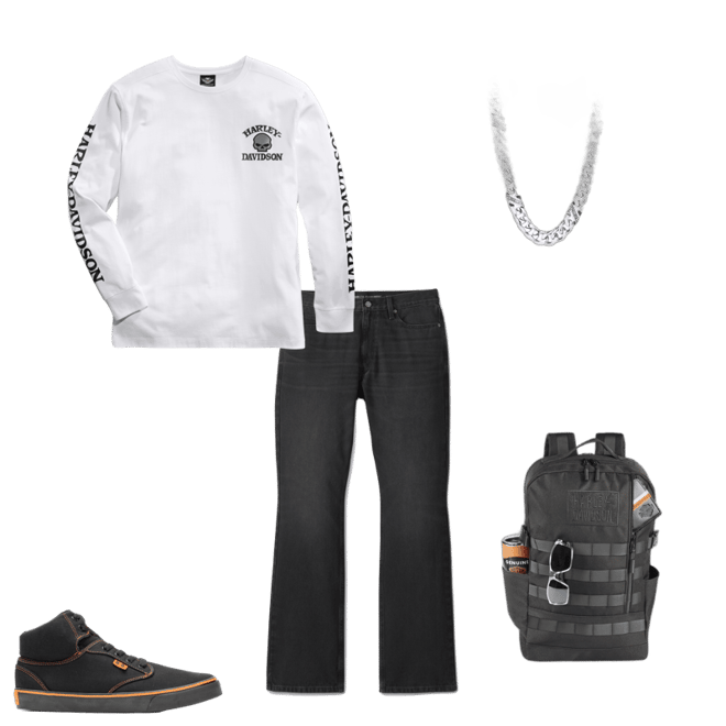 Men's Willie G Skull Long Sleeve Tee - White | Harley