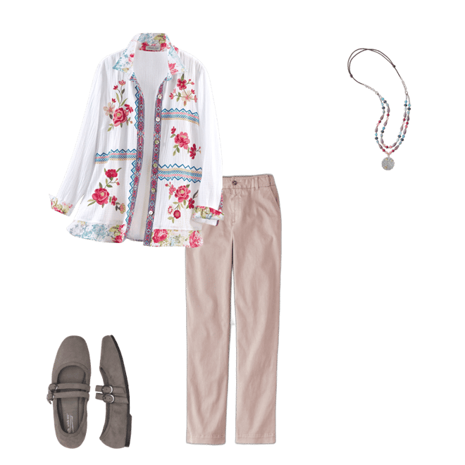 Artful Embroidery Gauze Big Shirt - Coldwater Creek