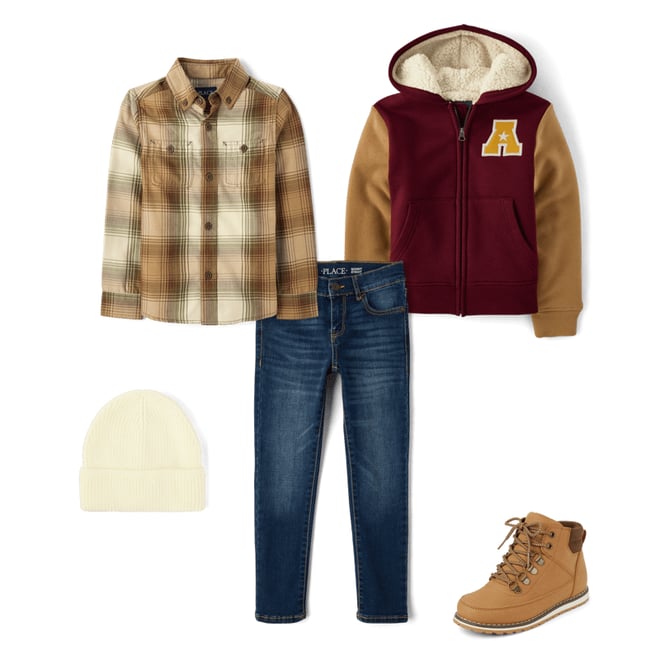 1st bundle featuring 4 items which compliment Boys Varsity Fleece Sherpa Lined Zip Up Hoodie