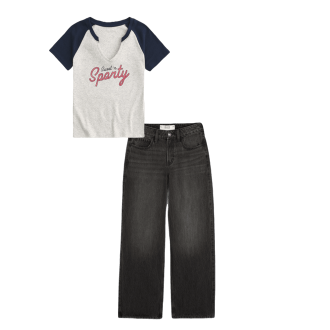 High-Rise Washed Black Baggy Jeans