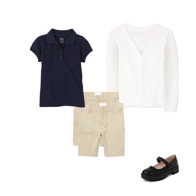 1st bundle featuring 3 items which compliment Girls Uniform Stretch Chino Shorts 2-Pack