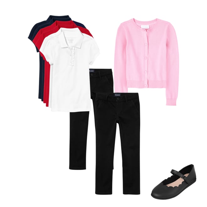 3rd bundle featuring 3 items which compliment Girls Uniform Ruffle Pique Polo 6-Pack