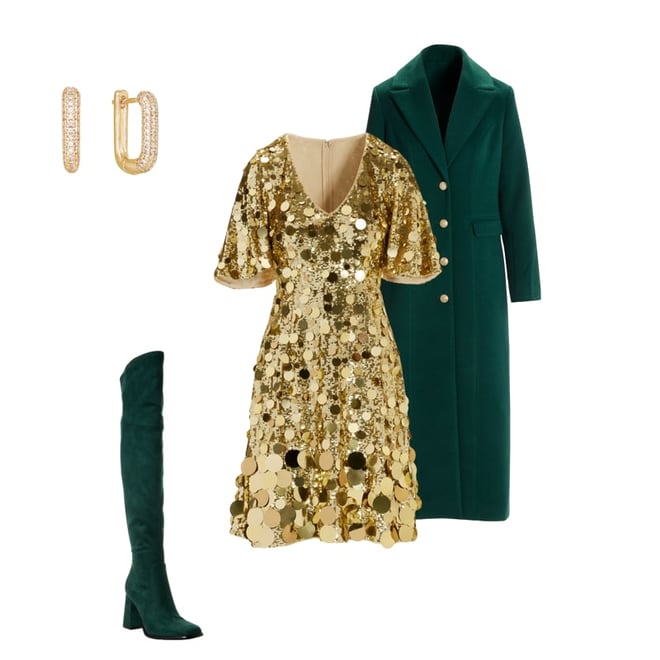 Effortless Glamour Paillette A Line Dress Gold