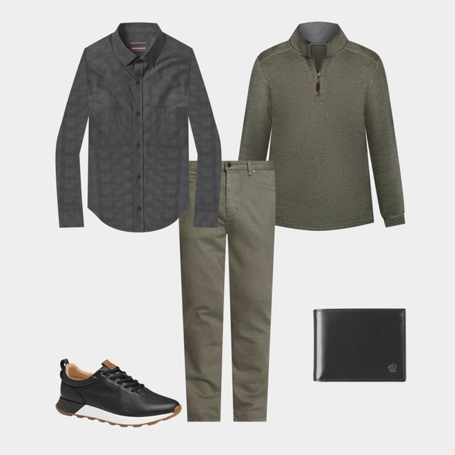 7th bundle featuring 4 items which compliment Long-Sleeve Jacquard Shirt