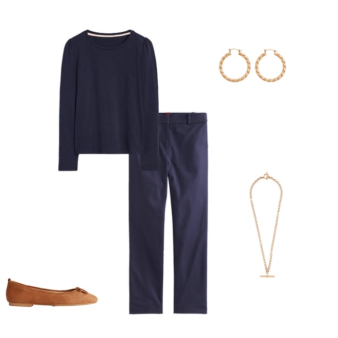 6th bundle featuring 4 items which compliment Cotton Crew Long Sleeve Top-Navy