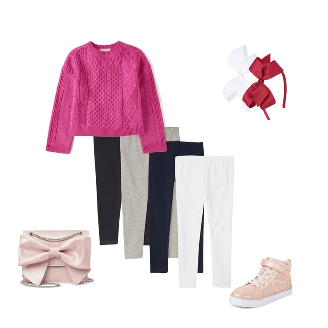 9th bundle featuring 4 items which compliment Girls Cable Knit Sweater