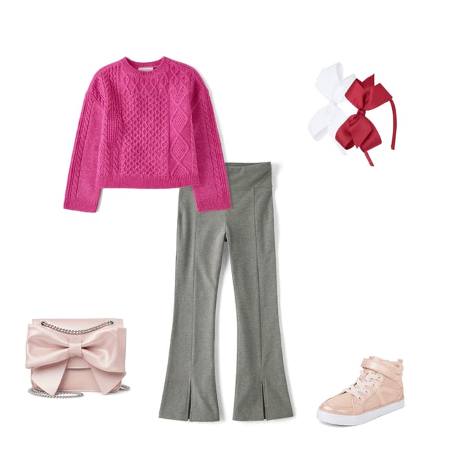 6th bundle featuring 4 items which compliment Girls Shimmer Bow Bag