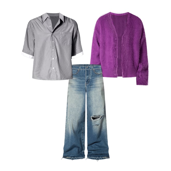 3rd bundle featuring 2 items which compliment Dual Layered Striped Shirt - Black