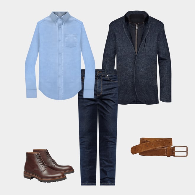 3rd bundle featuring 4 items which compliment Dudley Lug Plain Toe Boot
