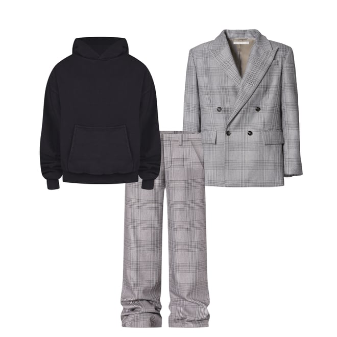 Plaid Baggy Suit Pants - Black/Grey | mnml | shop now Plaid Baggy Suit Pants - Black/Grey | mnml | shop now