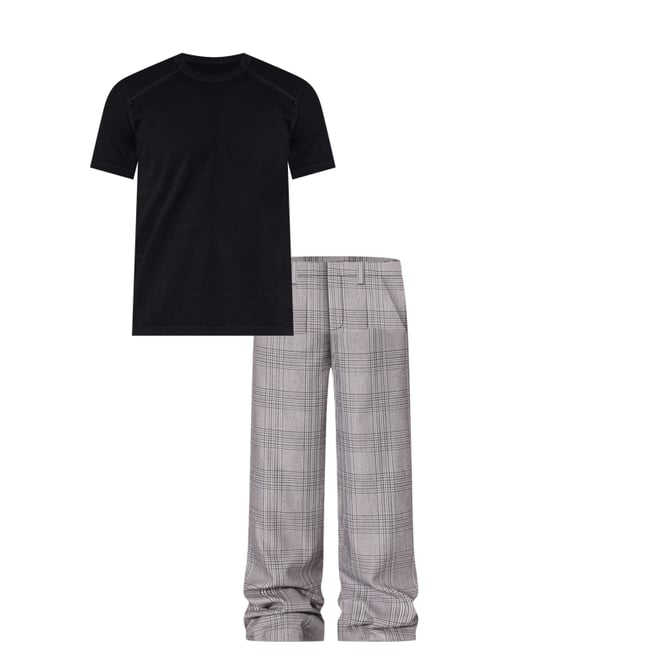 Plaid Baggy Suit Pants - Black/Grey | mnml | shop now