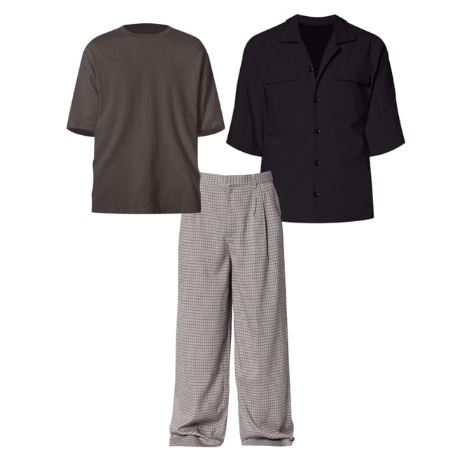 1st bundle featuring 2 items which compliment Wide Leg Trouser Pants - Taupe