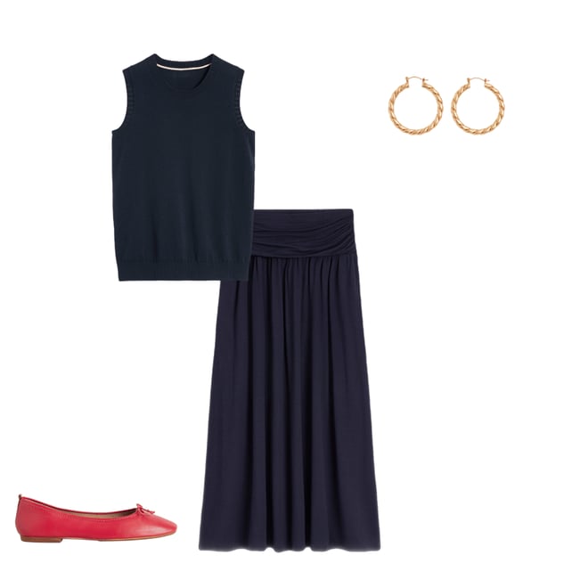 3rd bundle featuring 3 items which compliment Rosaline Jersey Skirt-Navy