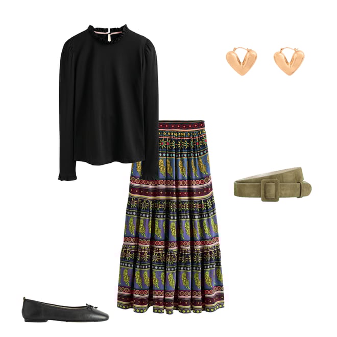 Viv Crepe Tiered Maxi Skirt-Denim Blue, Tiger Border | Boden USA