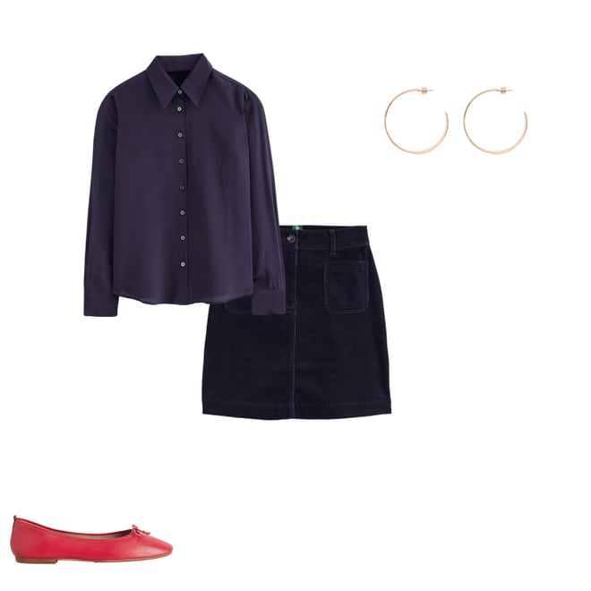 2nd bundle featuring 3 items which compliment Estella Cord Skirt-Navy