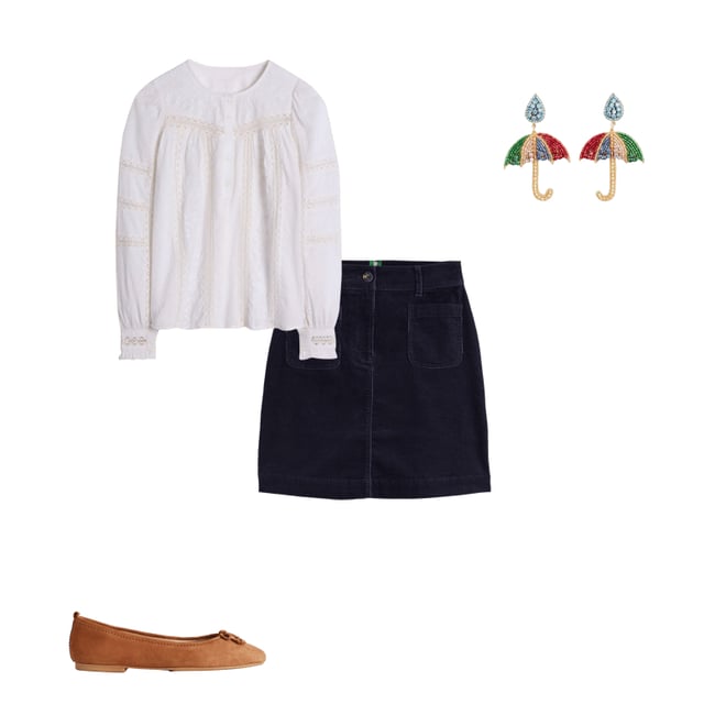 6th bundle featuring 3 items which compliment Estella Cord Skirt-Navy