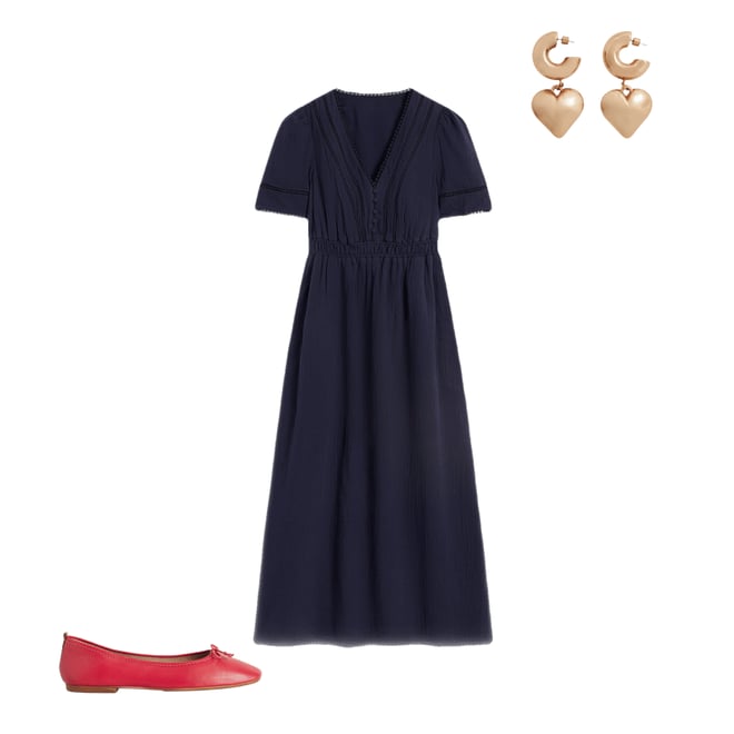 3rd bundle featuring 2 items which compliment Trim Double Cloth Dress-Navy