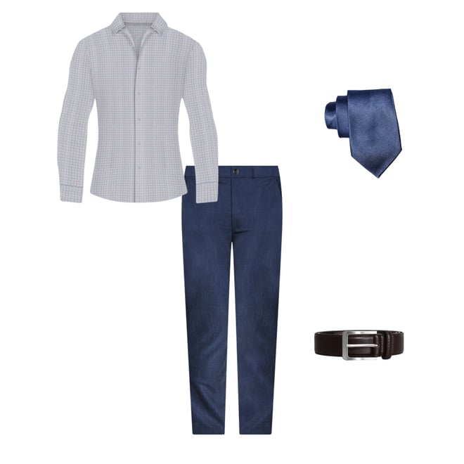 Athletic Fit Stretch Suit Pants - Heathered Navy