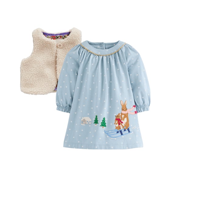 Mini Boden (Baby) Cord Bunny Pinnie Set Sky Blue good Bunnies (12-18m)