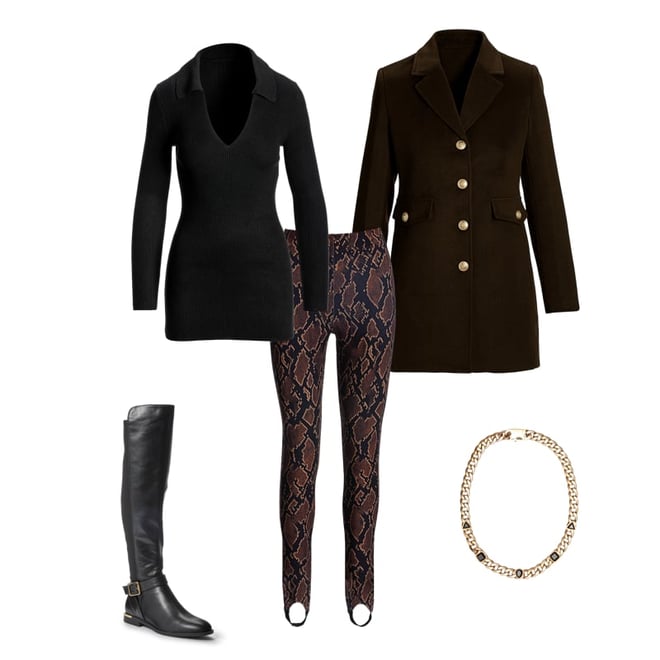 Aspen Spotted Snake Print Ponte Stirrup Legging Brown
