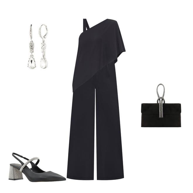 Marina One Shoulder Asymmetrical Neck Short Flutter Sleeve Wide Leg Jumpsuit Dillard s