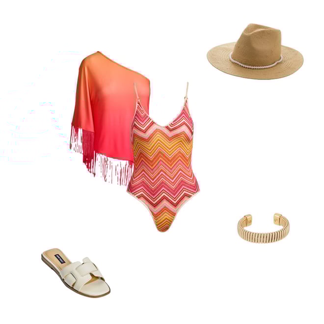 So Chic One Shoulder Ombre Fringe Top Pink Multi