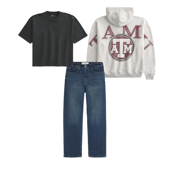 Boxy Texas A&M University Aggies Graphic Zip-Up Hoodie