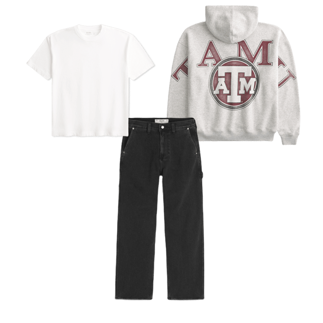 Boxy Texas A&M University Aggies Graphic Zip-Up Hoodie