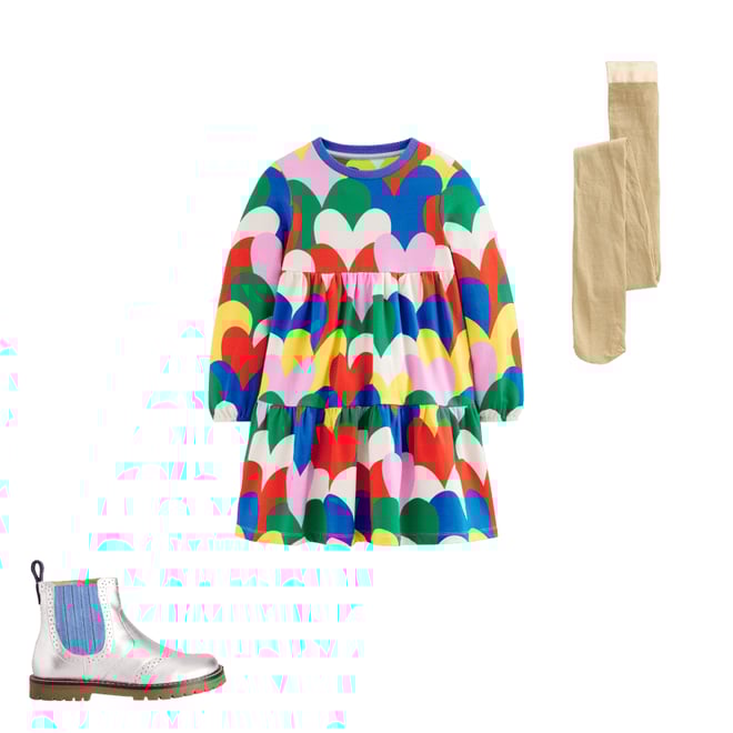 2nd bundle featuring 2 items which compliment Tiered Sweatshirt Dress-Multi Collage Hearts