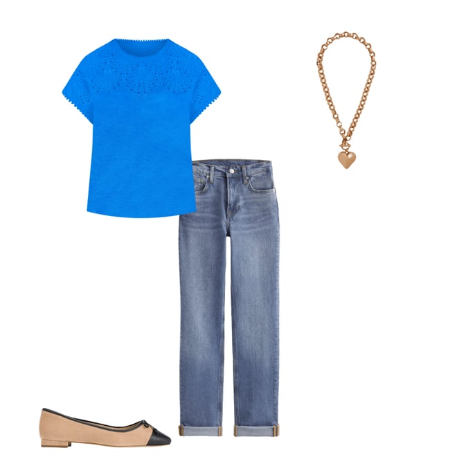 6th bundle featuring 3 items which compliment Anya Broderie T-shirt-Cerulean Blue